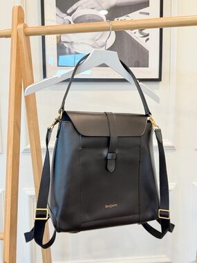 Erik Javits Black Leather Convertible Shoulder Bag